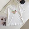 High-Quality European 3D Heart Letter Embroidered Round Neck T-Shirt
