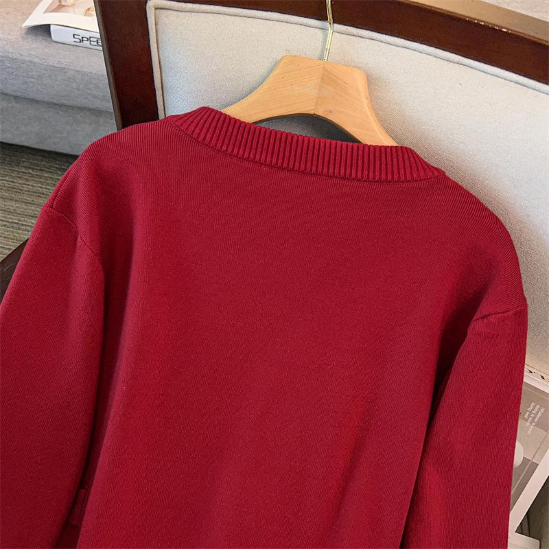 Plus Size Women's Loose Long Sweater Dress, Bust 150/160, 200/350 Jin, Round Neck, Style 8093