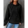 Waffle Grid Kangaroo Pocket Hoodie, Casual Long Sleeve Drawstring Hoodies Sweatshirt, Women's Clothing
