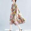 Plus Size Chiffon Color Block Round Neck Dress for Women