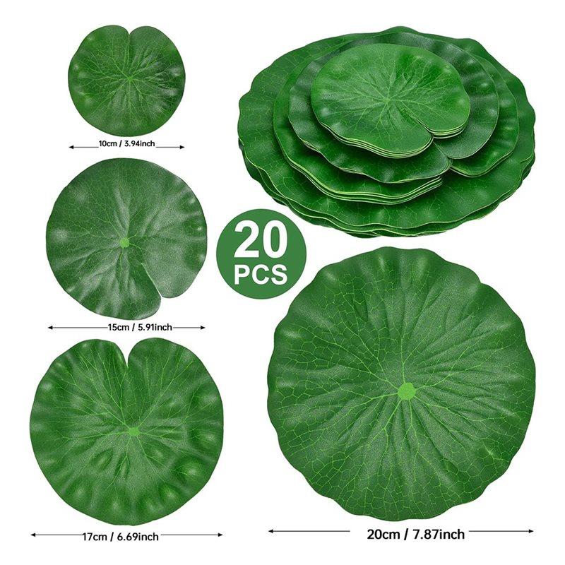 Artificial Water Lilies Pad 20 Pcs For Ponds, Floating Lotus Leaves, Lily Pads Realistic