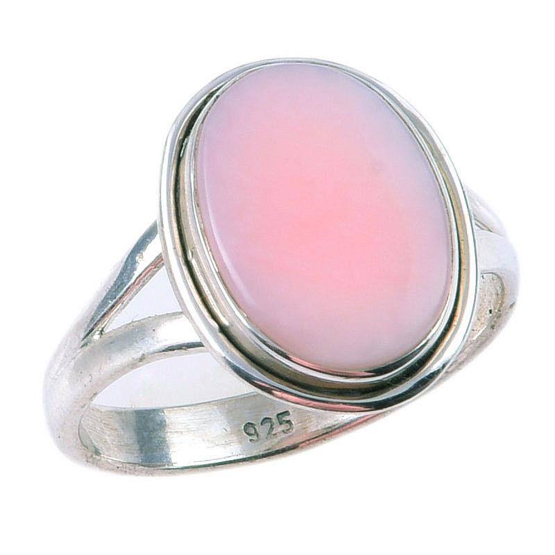 Natural Pink Opal Gemstone Handmade 925 Solid Sterling Silver Ring Size 7 F8h59