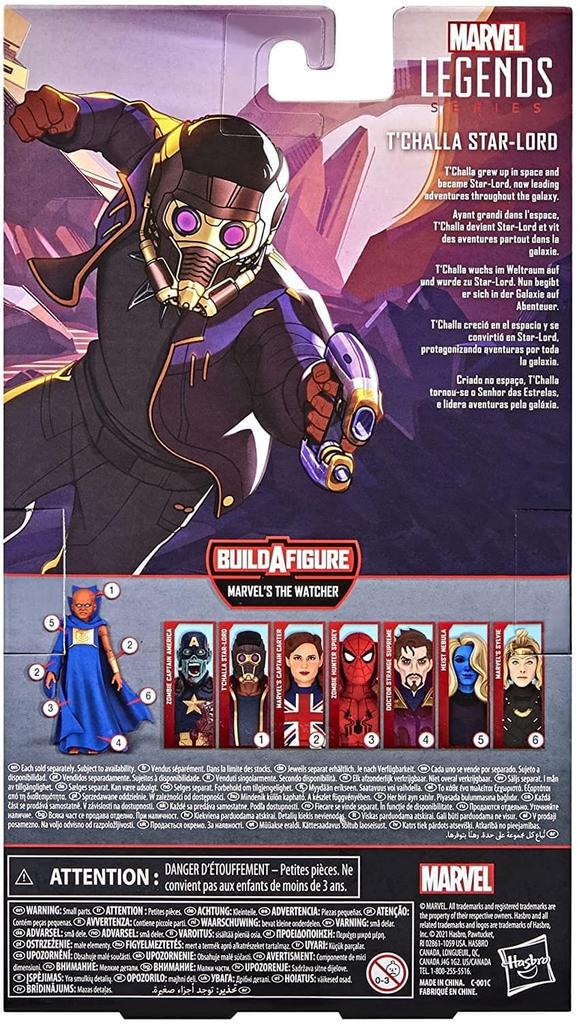 Hasbro Marvel Legends Series What If...? T'Challa Star-Lord 6-Inch Action Figure F0329, Authentic, with Build-A-Figure Parts