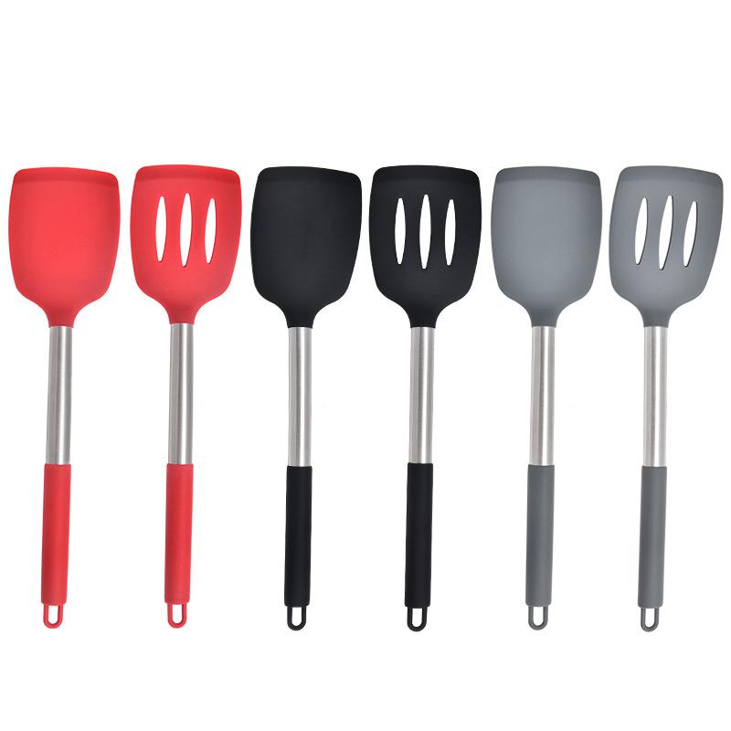 Kitchen Cooking Utensil Set Non Stick Pan Safe Silicone Solid Slotted Spatulas for Frying Fish Stir Frying Pan Protector