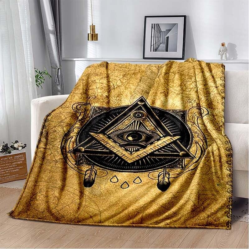 Masonic Freemason Illuminati Ring Throw Blanket Soft Comfortable Sofa Blankets and Throws Flannel Blankets for Adults