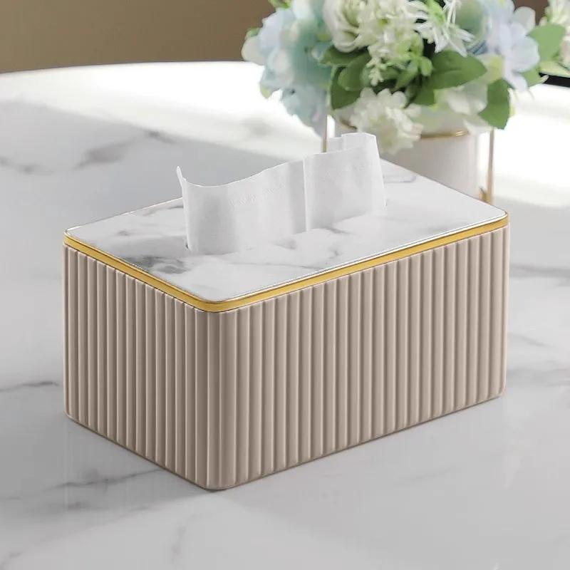 European Simple Leather Tissue Box Living Room Decoration Large Tissue Box Cover Household Room Desktop Face Towel Paper Box