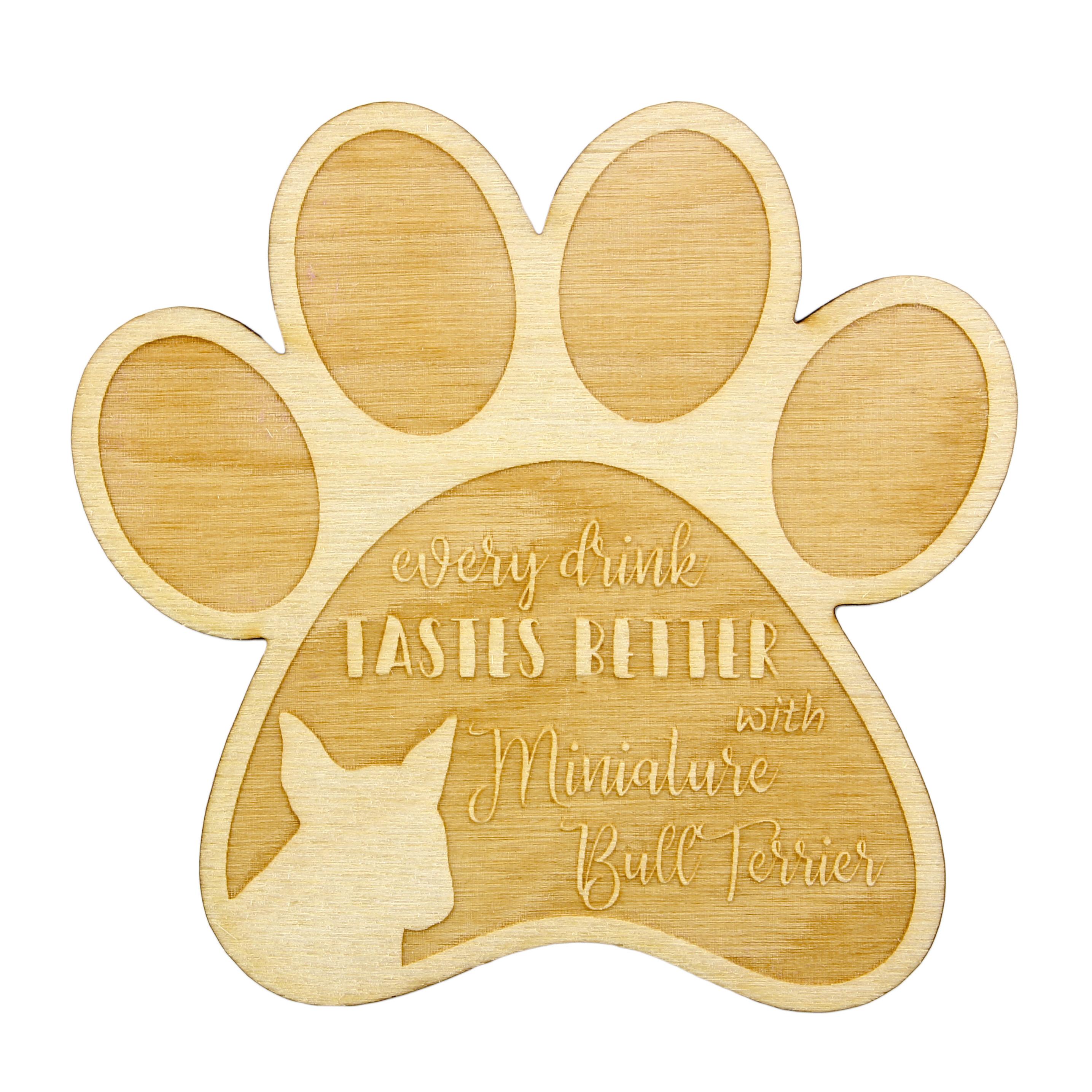 

Miniature Bull Terrier - Mug coaster, engraved coaster with dog, gift for dog lover by Art-Dog brand