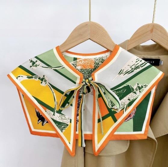 New Design Floral Shawl Fake Collar Women Detachable Collars Big Lapel False Collar Shoulder Wrap Scarf Clothing Accessories