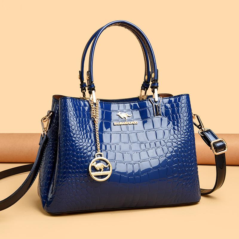 Tote Bag Women's Single-shoulder Crossbody Bag Hand-held Retro and Versatile Casual Commuting Patent Leather Large Capacity