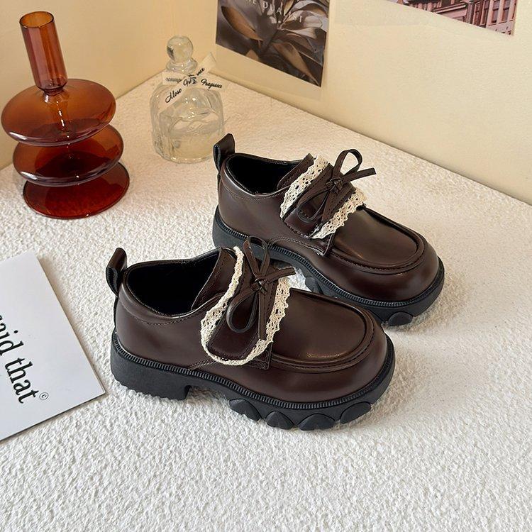 

Girls shoes children s Korean version of princess small leather shoes 2025 spring and autumn new baby girl British style loafers leather shoes 36 коричневий