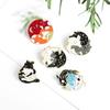 Creative Brooch: Black & White Fox and Fish In a Bagua Pattern