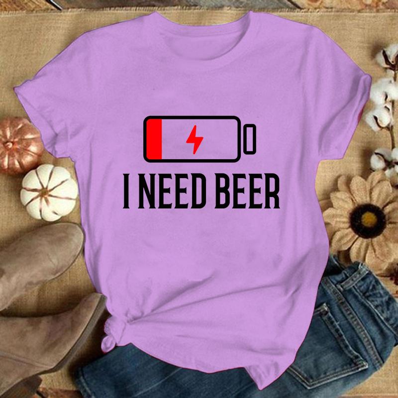 I Need Beer Printed T Shirt Men/Women Tops Casual Short Sleeve Personality Shirt