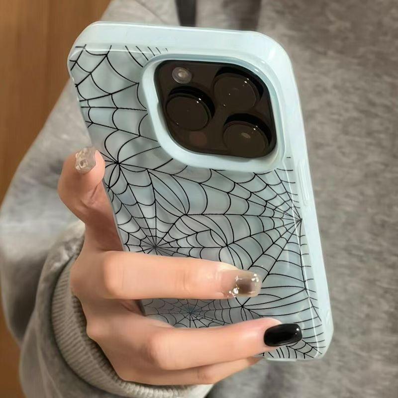 Black Spider Web Silicone Case For iPhone 13 16 15 14 12 Pro Cover for iPhone 15 16 Plus 13 11 12 14 15 16 17 Air Pro Max Cases