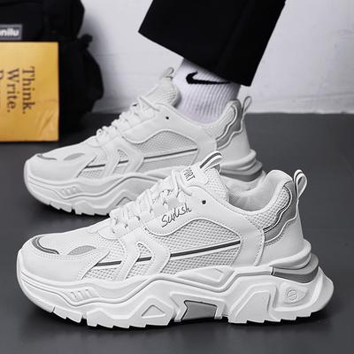 Herr tjocksulade vardagsskor med meshpanel sommar andningsbara mjuksolade löparskor utomhus mode sportskor herr sneakers