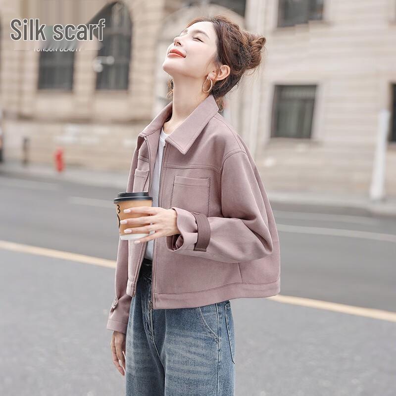 

Women s Lapel Long Sleeve Zip-Up Jacket XL