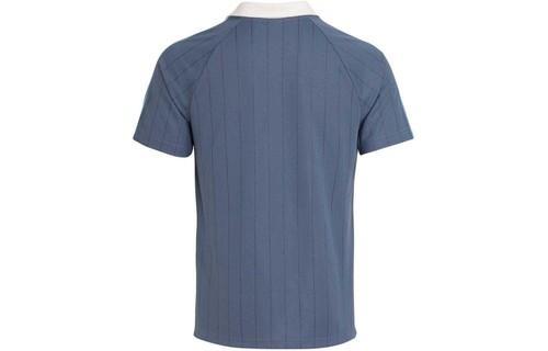 adidas Logo Print Fine Stripe Short Sleeve Polo Shirt