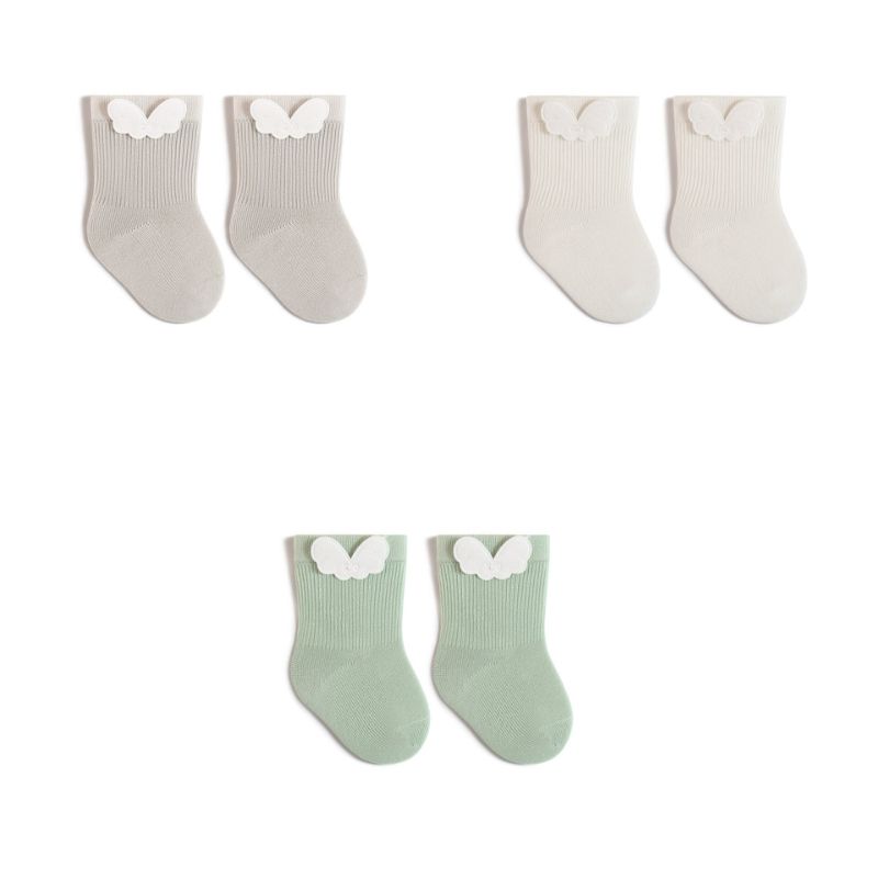 3pairs/set Cute Spring Summer Infant Baby Girl Boy Sock Sweet Cartoon Wings Baby Calf Sock Soft Cotton Seamless Newborn Sovk
