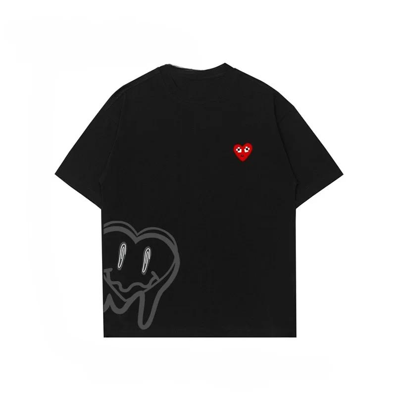 Pure Cotton Love Printing Loose Short-sleeved T-shirt Women's Summer Trend Couple Loose Top Compression Shirt Vszap