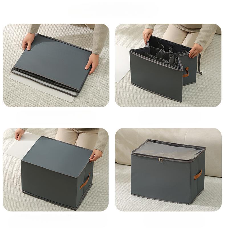New Foldable Shoe Box with Cover Large Capacity Dust-proof Oxford Cloth and PP Compartment Clothing and Shoe Storage Organizer