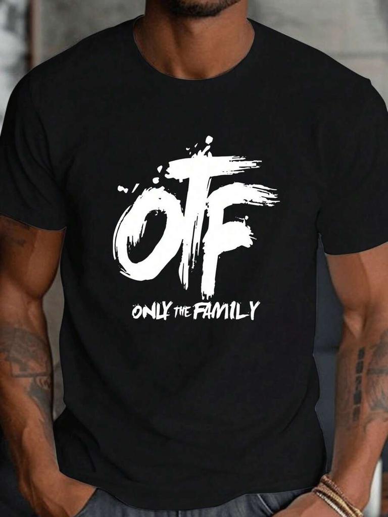 Front Letter Printed Round Neck Short Sleeved Unisex T-Shirt, Comfortable And Breathable Fabric
