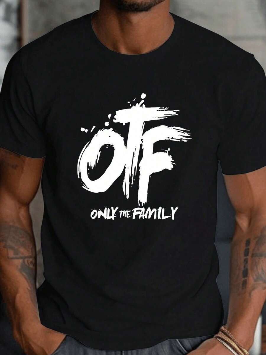 

Front Letter Printed Round Neck Short Sleeved Unisex T-Shirt, Comfortable And Breathable Fabric XXXL