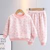 Girls' Flannel Pajama Set: Autumn/Winter Thickened Two-Piece Homewear for Babies and Kids