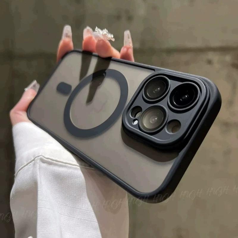 

Роскошный матовый чехол для телефона Magsafe с беспроводной зарядкой для iPhone 11 12 13 14 15 Pro Max Plus, прозрачный магнитный чехол-бампер For iPhone 14Pro