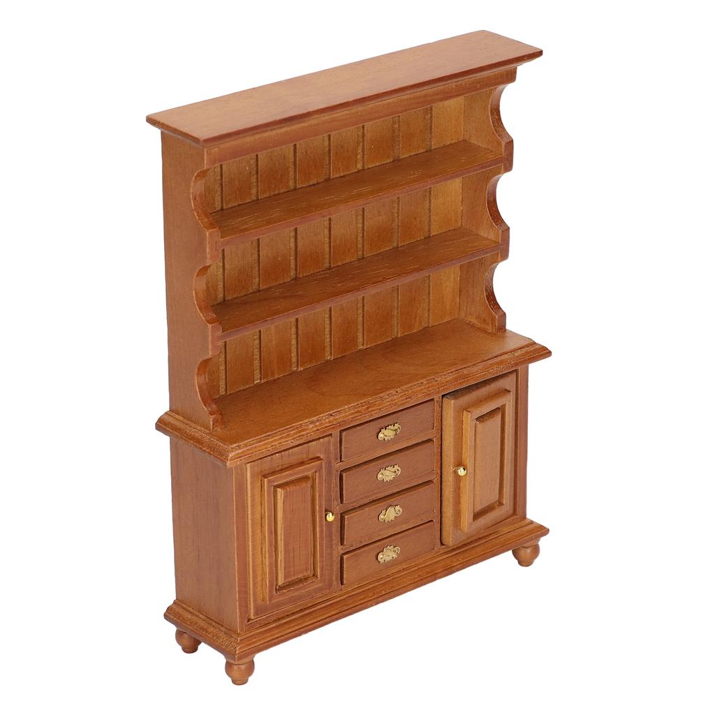 Dollhouse Bookshelf 1:12 Mini Doll House Furniture Retro Miniature Bookcase Savings Cabinet Study