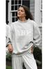 Exotic Embroidered Letter Hoodie Set - Casual Round Neck for Autumn/Winter
