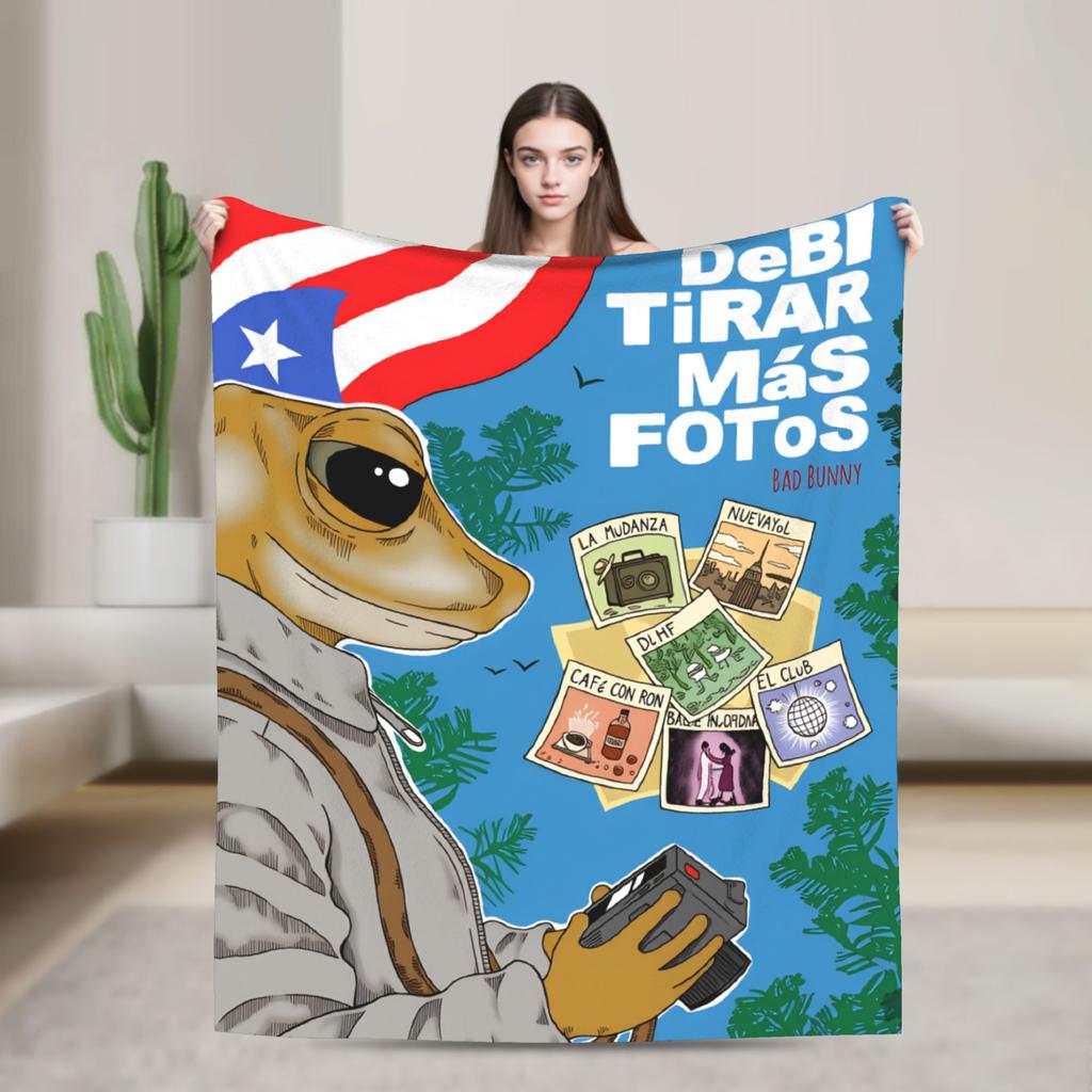 Zanger Bads Bunnys Deken Kwaliteit Warm Beddengoed Plaids Winter Picknick Buiten Grappig Sprei