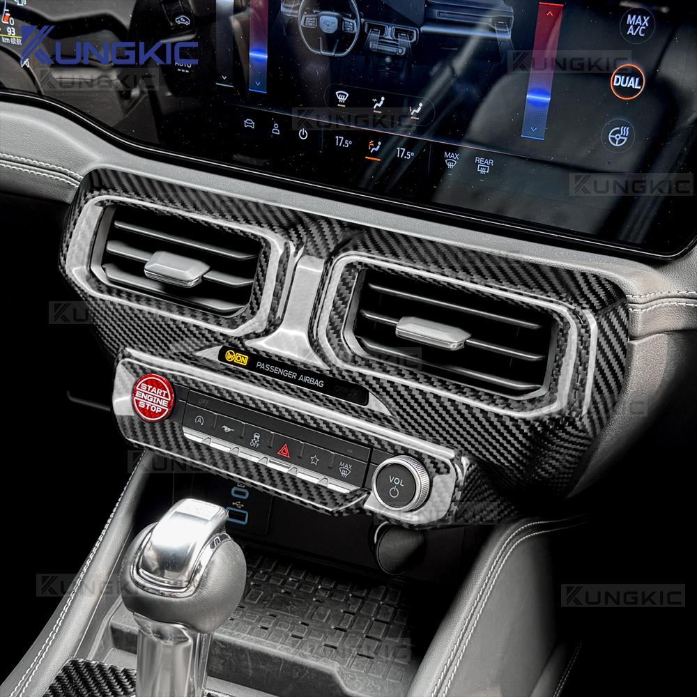 Carbon Fiber Center Console Panel Cover for Ford Mustang 2024 2025 2026 2027 Interior Dashboard Accessories