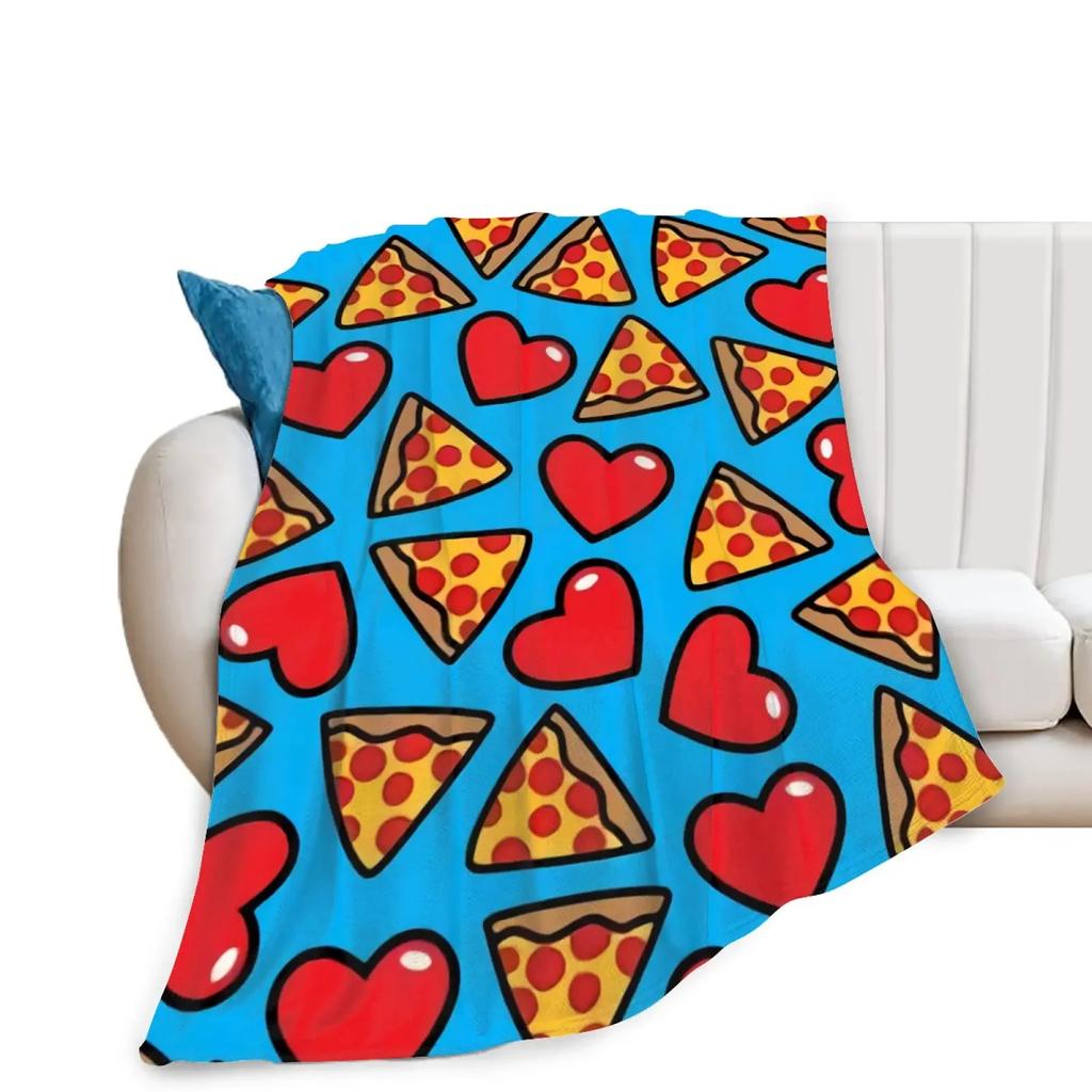 Pizza Blanket Throw Sausage Pizza Flannel Blanket for Kids Teen Boys Girls Fast Food Themed King Queen Full Size Super Soft Warm