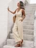 2026 Frühling/Sommer V-Ausschnitt Ärmellos Jumpsuit mit hoher Taille - Europäischer & Amerikanischer Resort Lässiger Stil für Damen