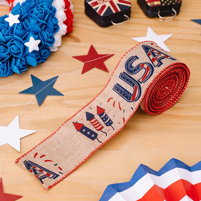 Independence Classic Day Celebration Decor American Fabric Ribbons In Red White And Hues Blue