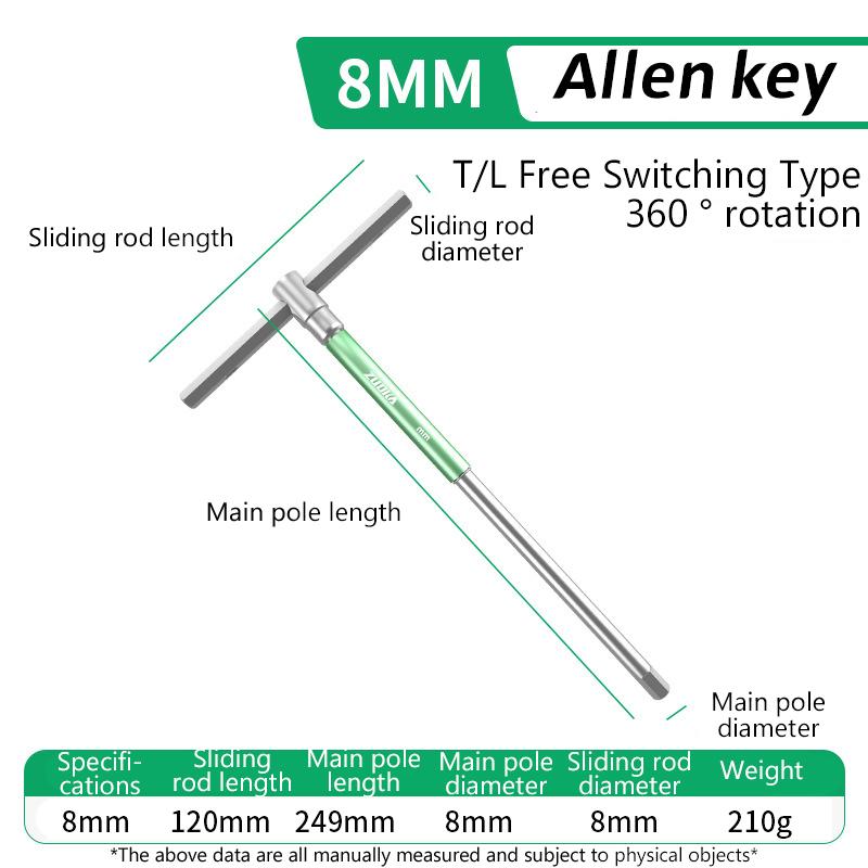 T/L 2/2.5/3/4/5/6/8/10mm Șurubelniță Torx Tip T Cheie Allen Hexagonală Cromată Unealtă de Mână în Formă de T Cheie Extinsă cu Tubulară T