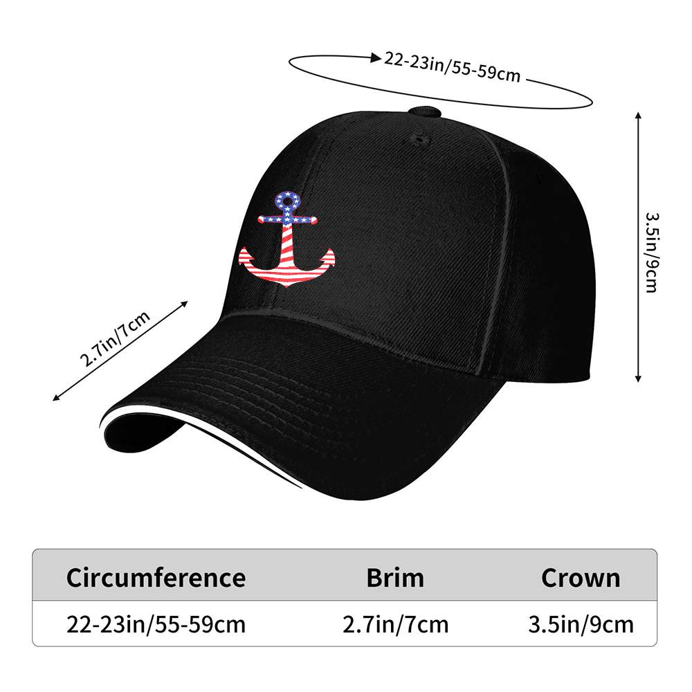American Flag Anchor Baseball Cap Polyester Adjustable Unisex Casual Sporty Cap