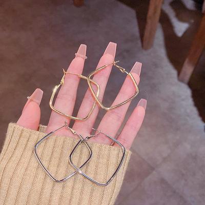 S925 Silver Geometric Hoop Earrings - European & American Style, Female Fashion, Versatile Design.