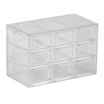 9 Grids Desktop Storage Box Drawer Space Saving Dustproof Desktop Divided Drawer Transparent