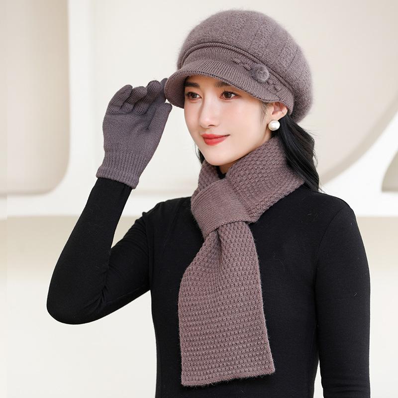 Women's Knitted Hat for Fall Winter - Lightweight Elastic Fit Warm Hat, Solid Color Short Brim Hat