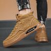 High-Top Autumn Men'S Sports Shoes Solid Color Leather Fashion Lace-Up Free Foot Cover Casual Work Board Shoes Men'S Shoes