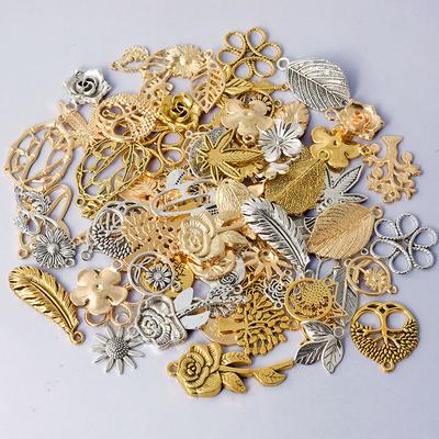 Mix 10/20/30/50pcs Plant Charm Tree Of Life Rose Sunflower Leaf Pendant Charms For Jewelry Making Bulk DIY Accessories Materials