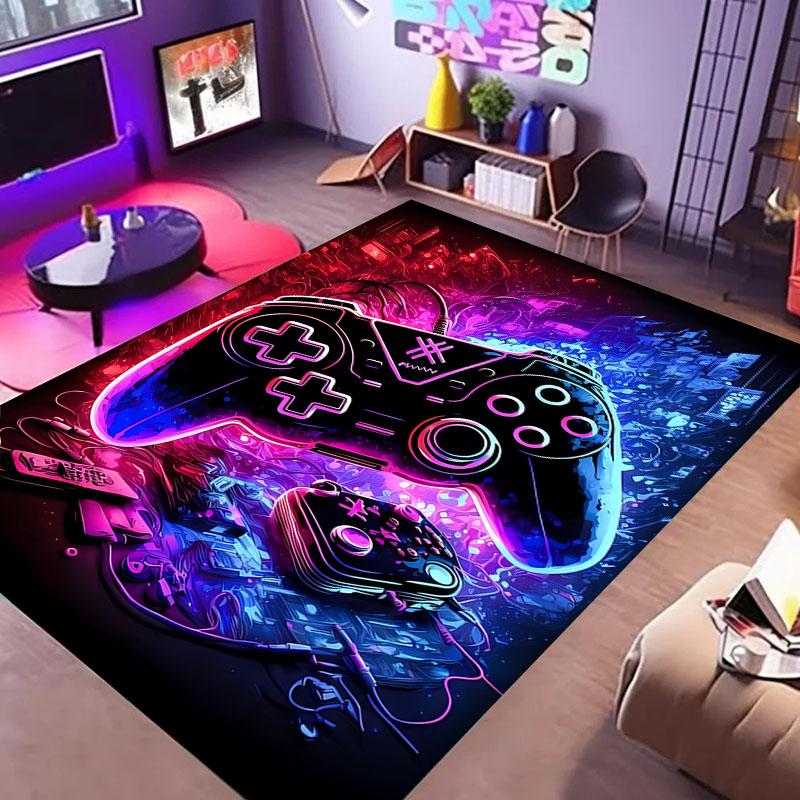 HD Home Area Gamer Rugs with Game Controller Design,Non Slip Floor Mats for Kids, Carpet for Decor Living Bed Playrooms Kitchen