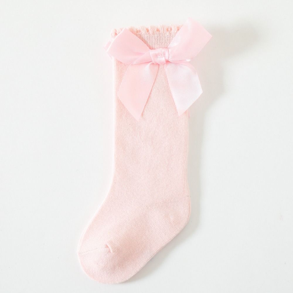 2Pairs Ventilated Bow Socks Cotton Knee Socks Soft Long Socks  Girls Students Baby