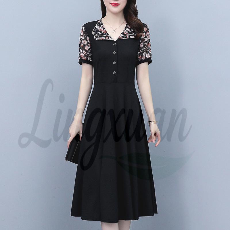 Plus Size Women s Chiffon Floral Short Sleeve Dress - Flattering & Elegant Summer Fashion 4XL