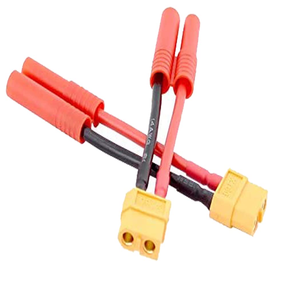 Yiqigou XT60 Plug Female Connector To HXT4MM Bullet Connector Banana Plug Wired Adapter for RCLiPo 3-Piece 4.0MM