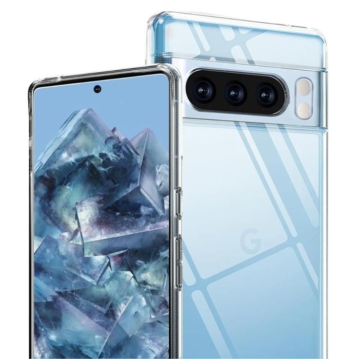 Case and Neck Strap for Google Pixel 8 Pro - Transparent Soft TPU Adjustable Black Cord Phonillico®
