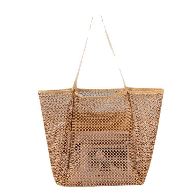 Foldable Beach Mesh Bag: Large Capacity, Breathable, Multi-purpose Vacation Handbag