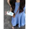 Temperament Blue Vest Dress Women's Clothing Summer New Casual Seaside Vacation Waist Slim Skirt