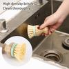 2Pcs Bamboo Dish Brush Flexible Bristles Ergonomic Handle Oil Proof Stain Removal Sink Plate Bowl Pan Scrub Cleaning Scrubber Kitchen Supplies