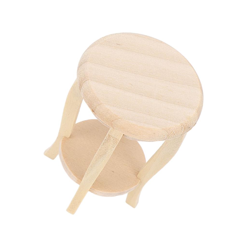 1:12 Dollhouse Miniature Bonsai Stool Wooden Unfinished Perfect Detailed Dollhouse Stool Chair